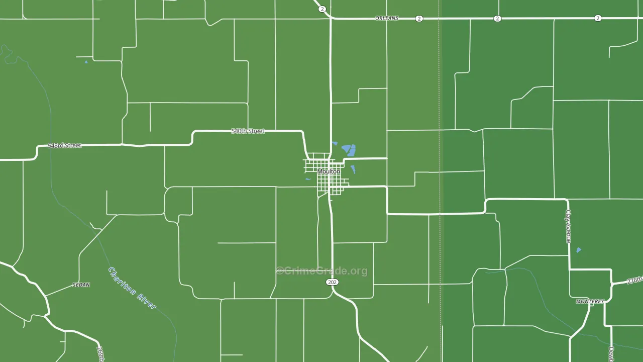 Moulton, IA Map of Vandalism Rates