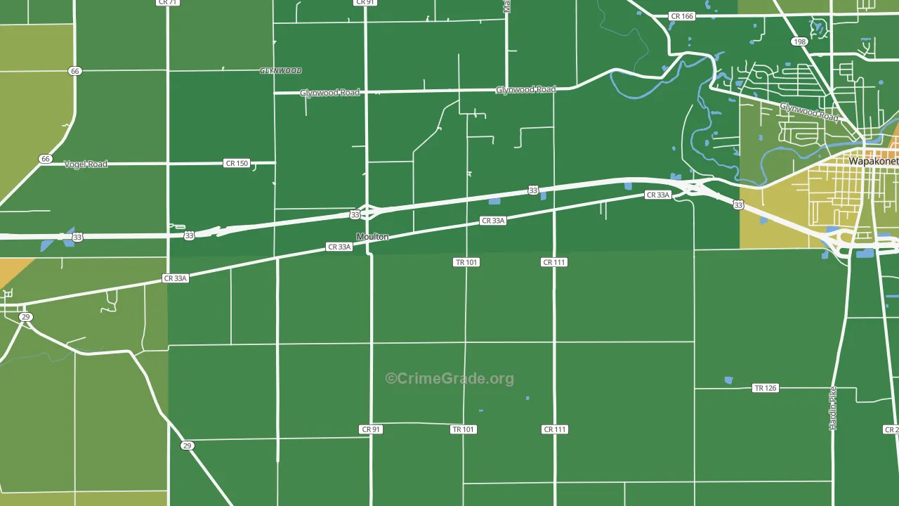 Moulton, OH Map of Vandalism Rates