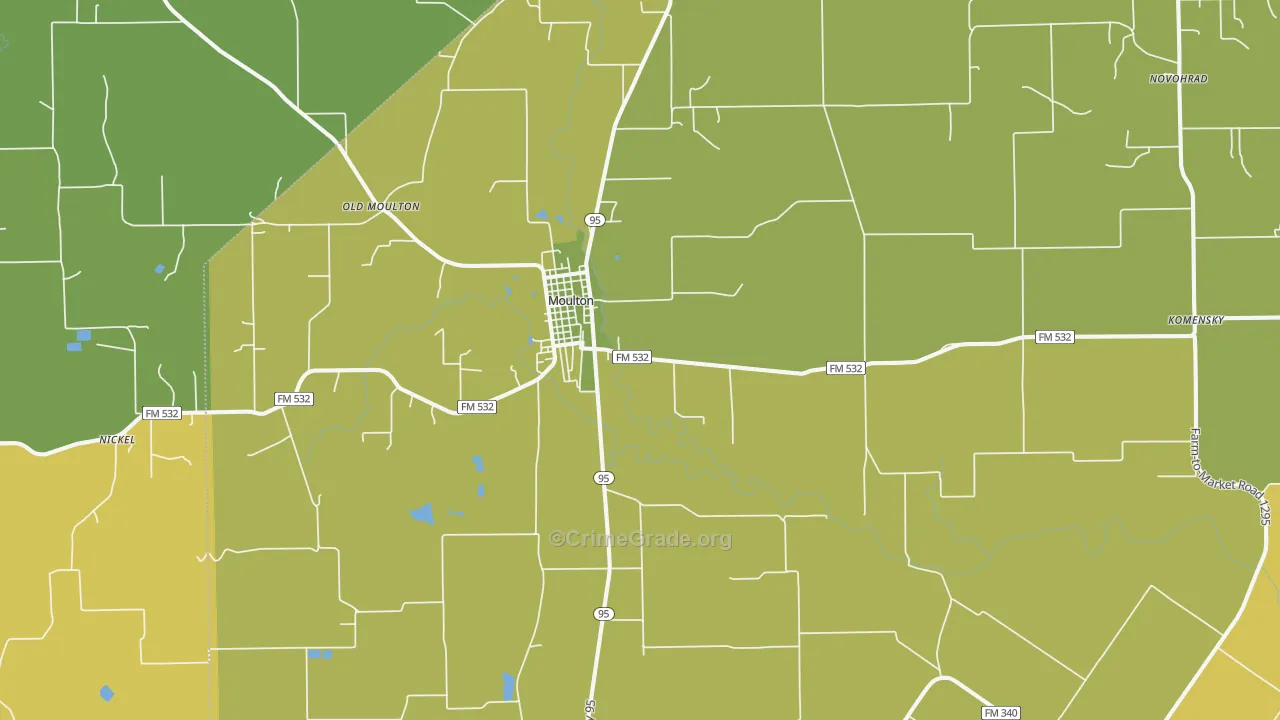 Moulton, TX Map of Vandalism Rates