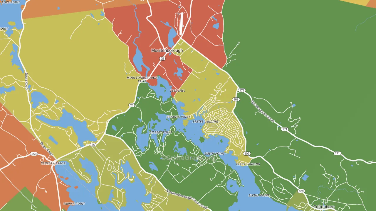 Moultonborough, NH Map of Vandalism Rates