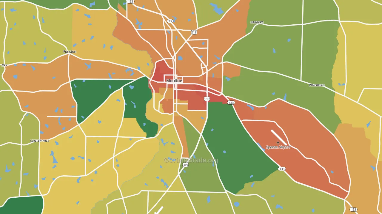 Moultrie, GA Map of Vandalism Rates