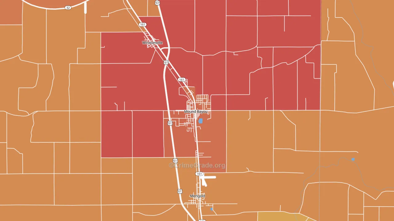 Mound Bayou, MS Map of Vandalism Rates