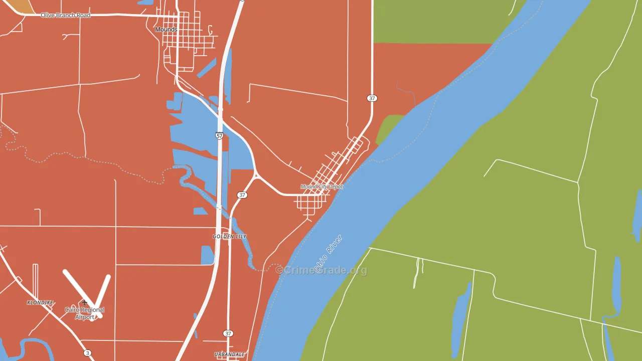 Mound City, IL Map of Vandalism Rates