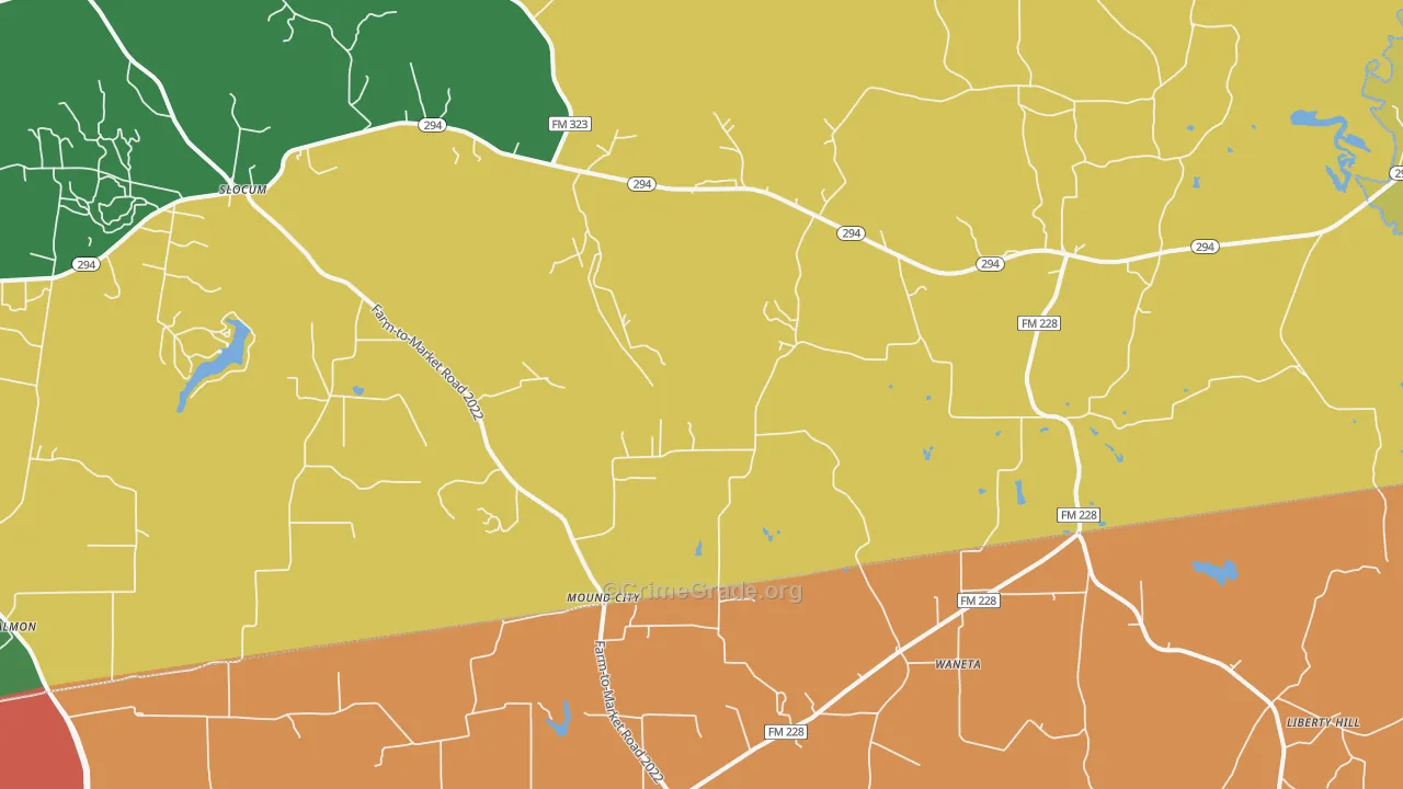 Mound City, TX Map of Vandalism Rates