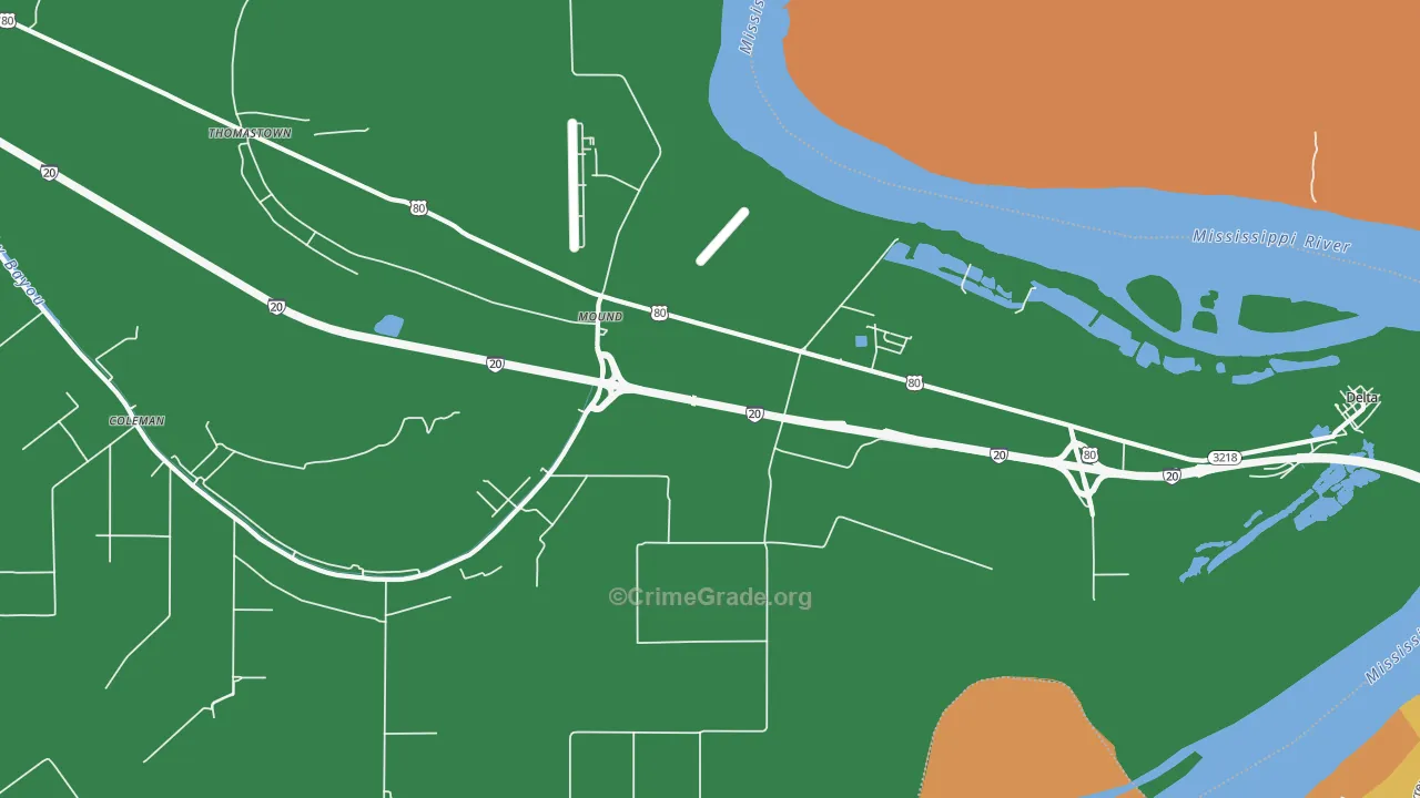 Mound, LA Map of Vandalism Rates