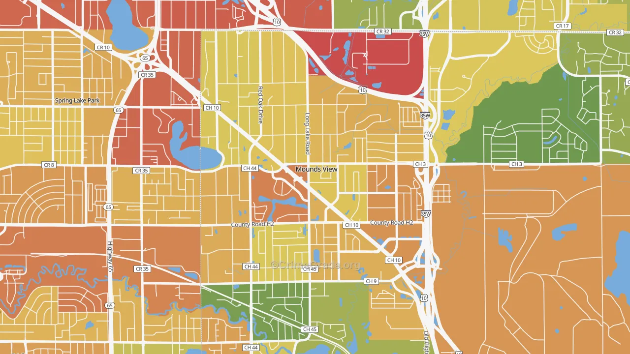 Mounds View, MN Map of Vandalism Rates
