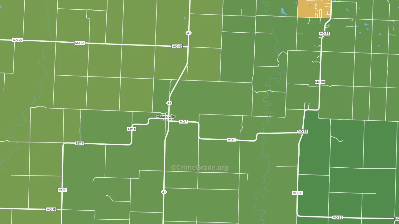 Moundville, MO Map of Vandalism Rates