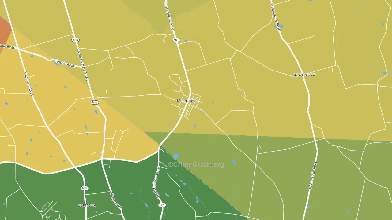 Mount Aetna, PA Map of Vandalism Rates
