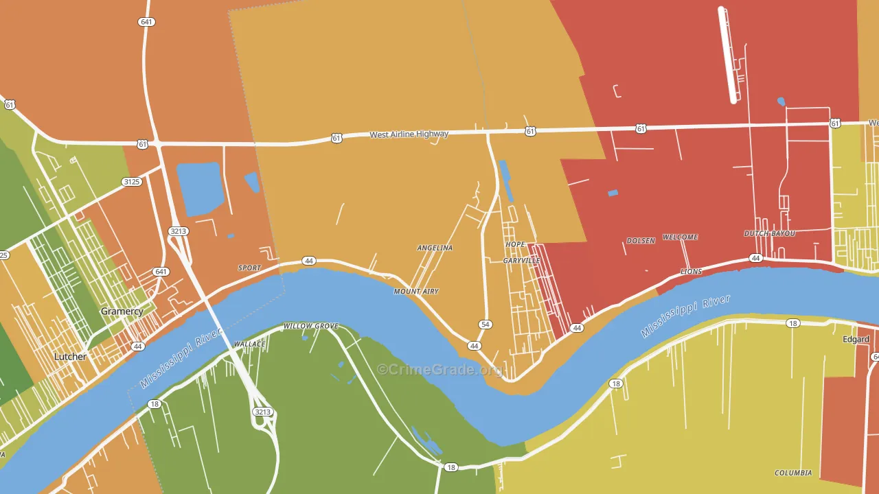 Mount Airy, LA Map of Vandalism Rates