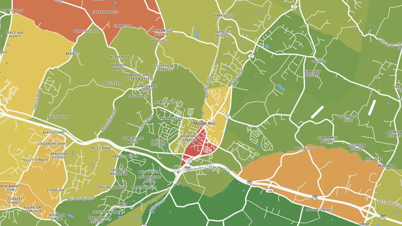 Mount Airy, MD Map of Vandalism Rates