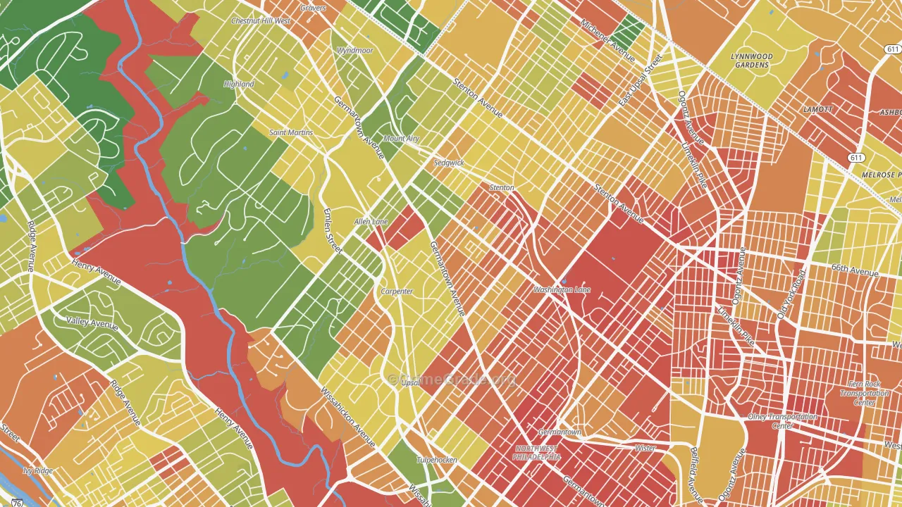 Mount Airy, Philadelphia, PA Map of Vandalism Rates