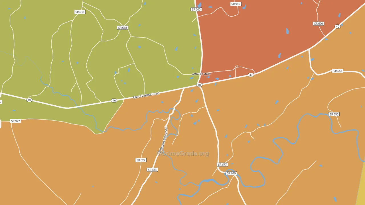 Mount Airy, VA Map of Vandalism Rates