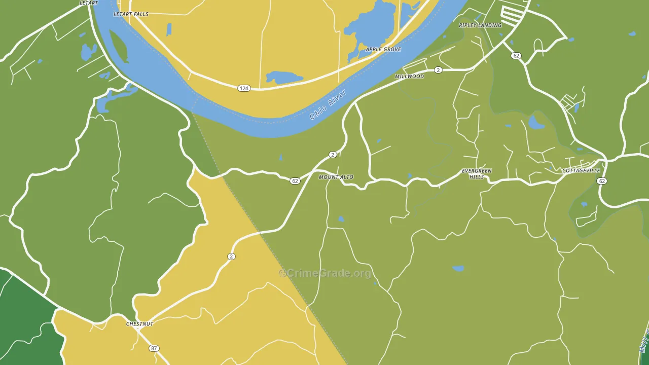 Mount Alto, WV Map of Vandalism Rates