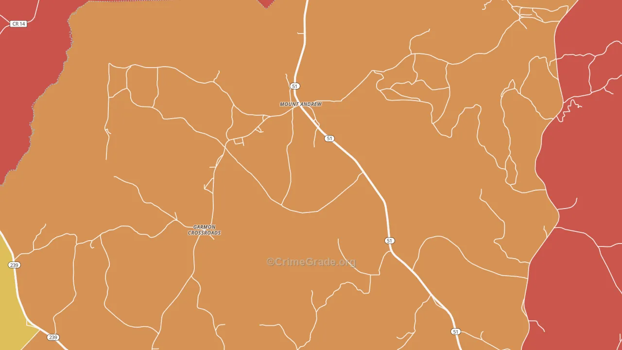 Mount Andrew, AL Map of Vandalism Rates