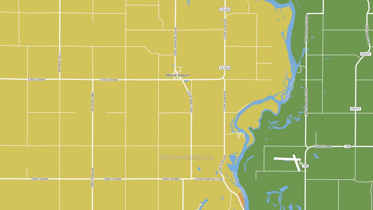 Mount Auburn, IA Map of Vandalism Rates