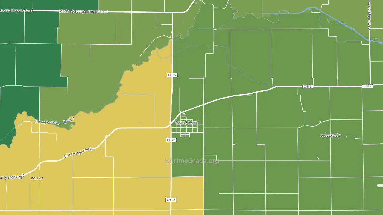 Mount Auburn, IL Map of Vandalism Rates