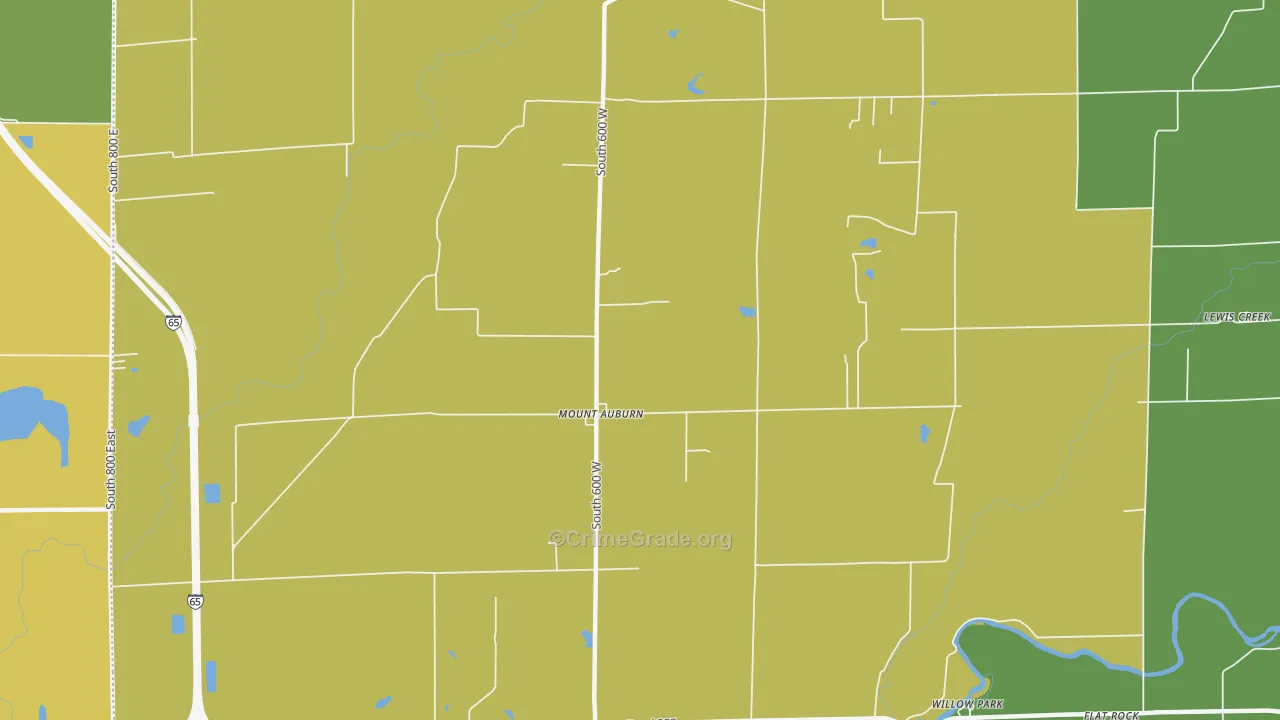 Mount Auburn, IN Map of Vandalism Rates