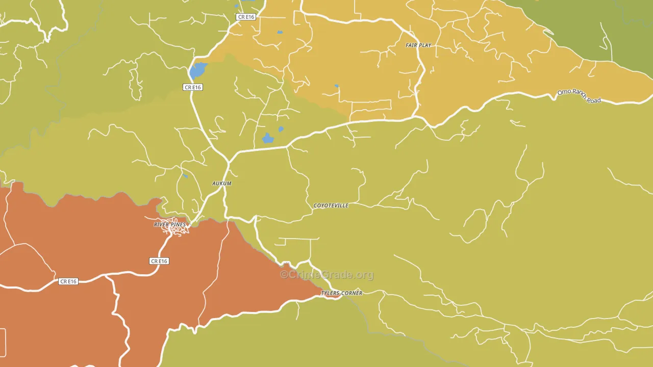 Mount Aukum, CA Map of Vandalism Rates