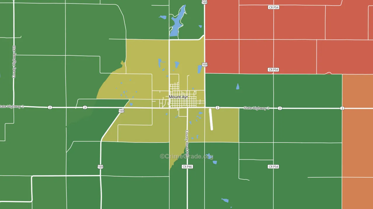 Mount Ayr, IA Map of Vandalism Rates