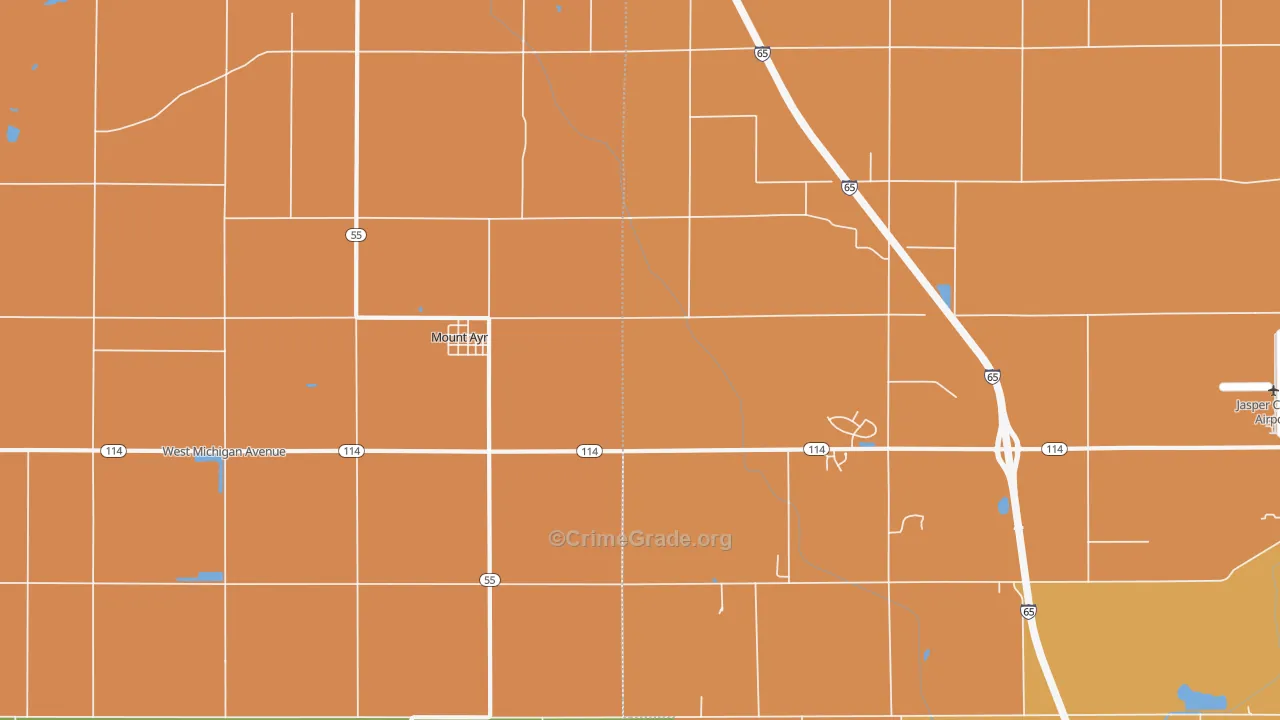 Mount Ayr, IN Map of Vandalism Rates