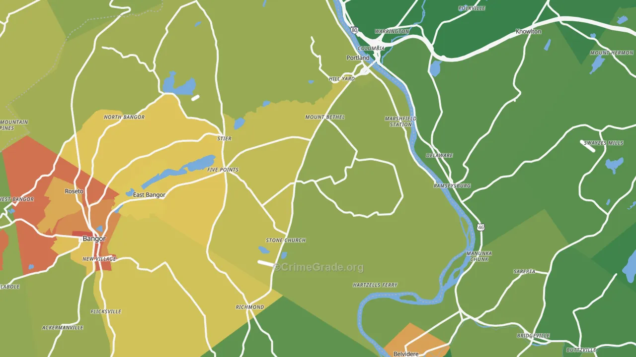 Mount Bethel, PA Map of Vandalism Rates