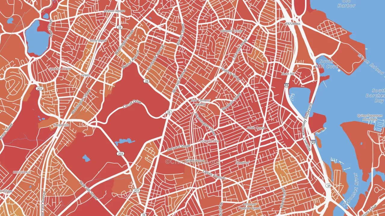 Mount Bowdoin, Boston, MA Map of Vandalism Rates