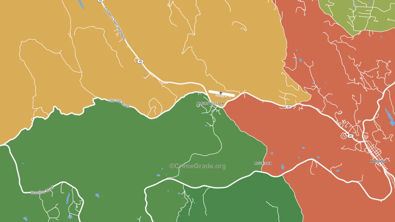 Mount Bullion, CA Map of Vandalism Rates