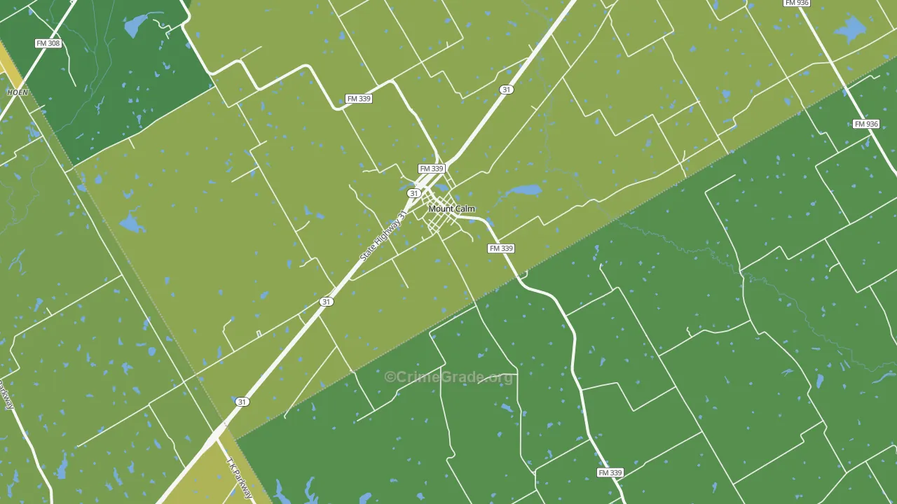 Mount Calm, TX Map of Vandalism Rates