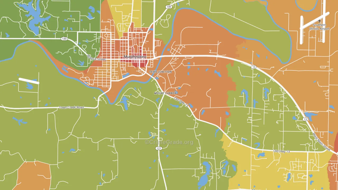 Mount Carbon, IL Map of Vandalism Rates