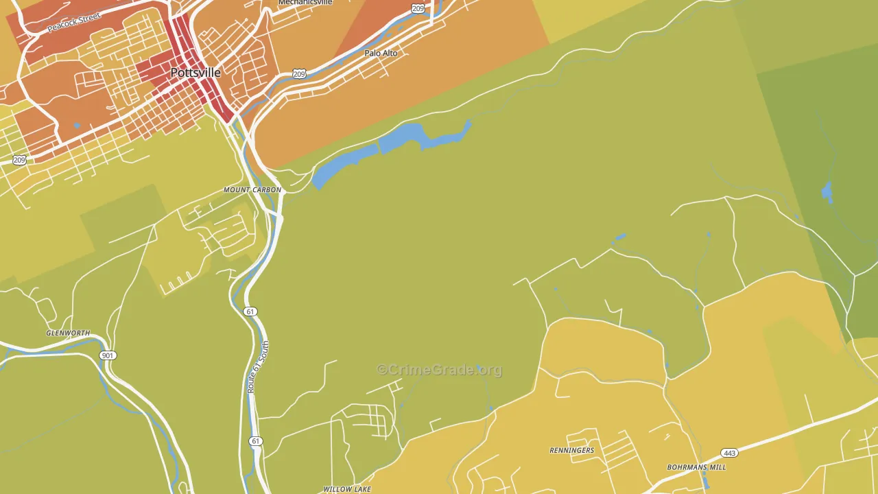 Mount Carbon, PA Map of Vandalism Rates