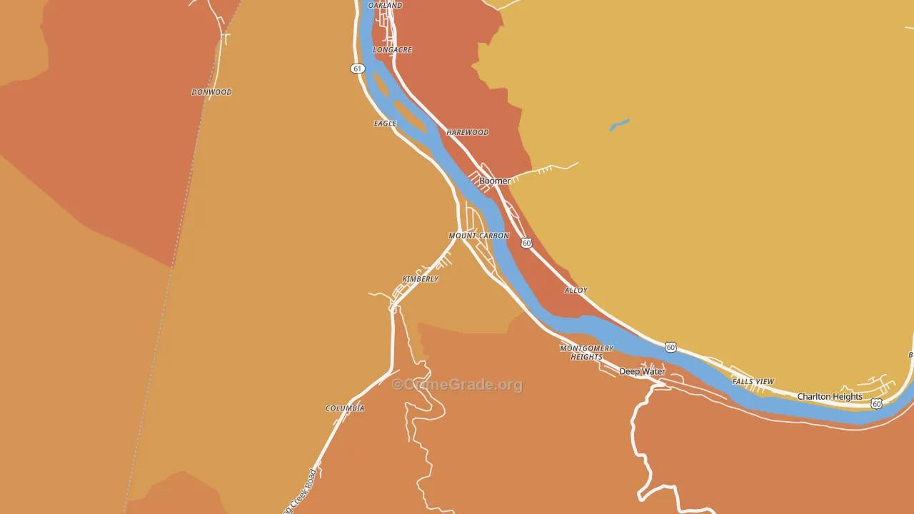 Mount Carbon, WV Map of Vandalism Rates