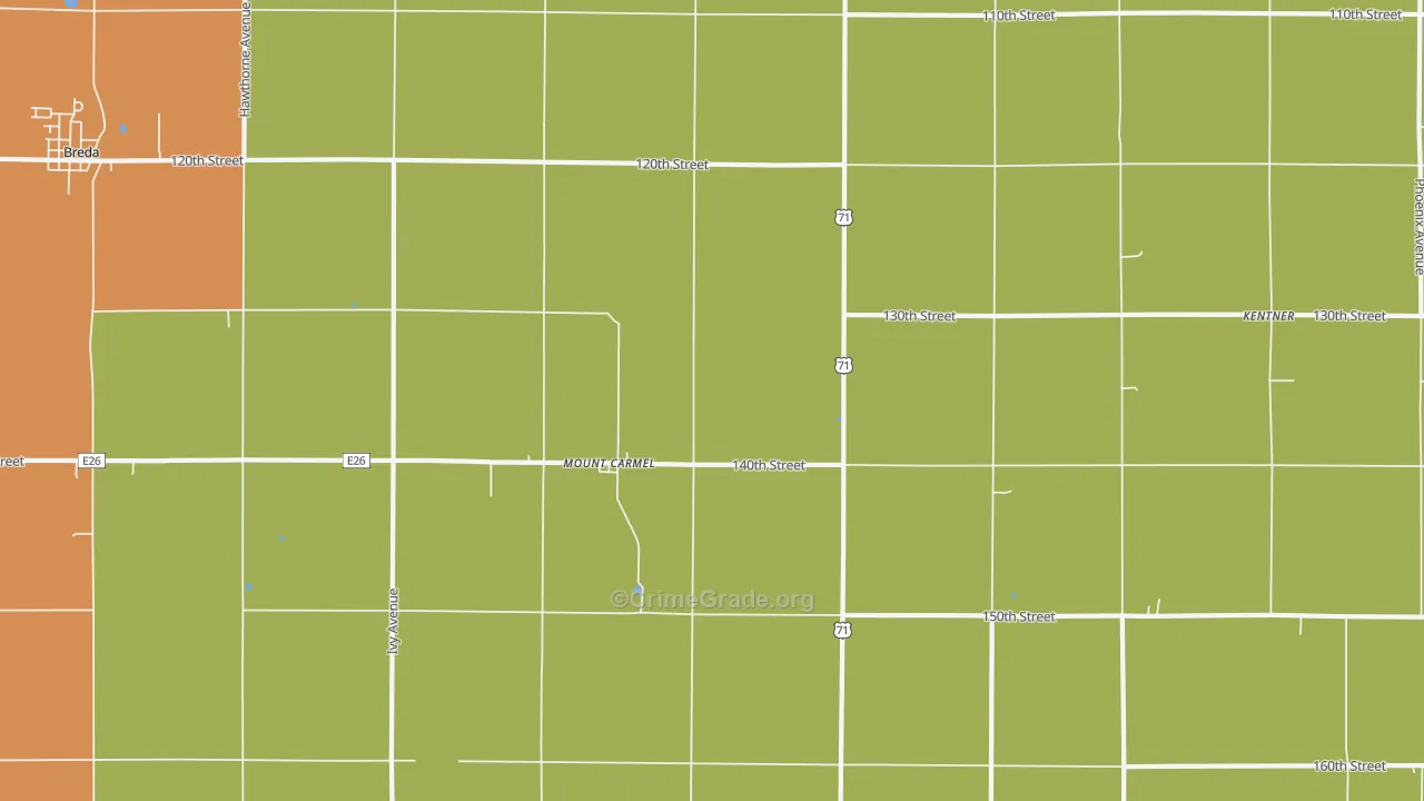 Mount Carmel, IA Map of Vandalism Rates