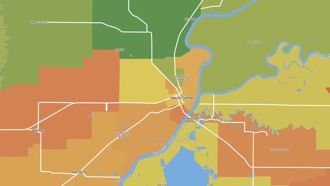 Mount Carmel, IL Map of Vandalism Rates
