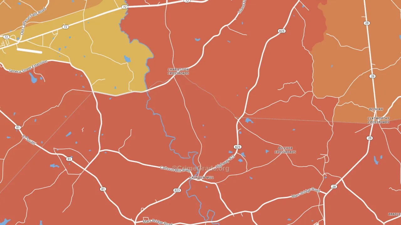 Mount Carmel, SC Map of Vandalism Rates