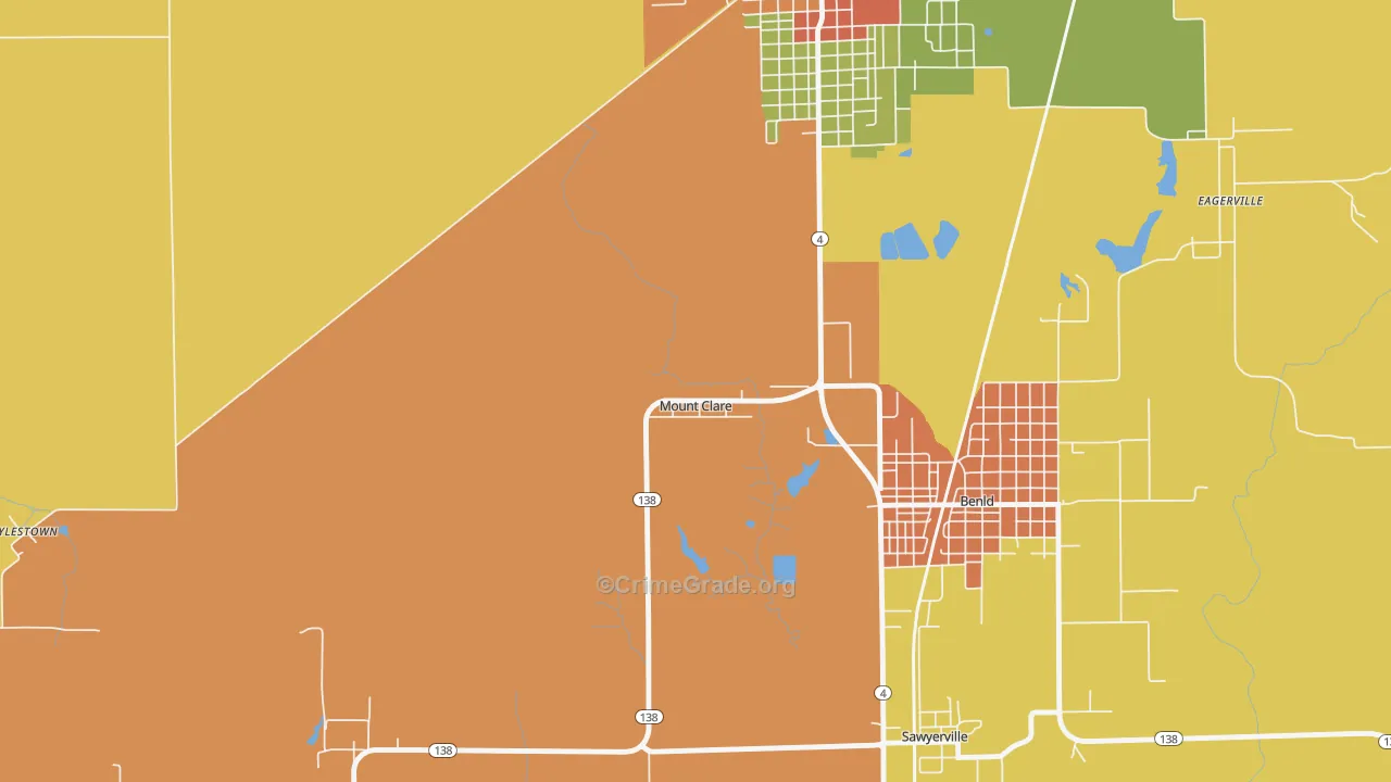 Mount Clare, IL Map of Vandalism Rates