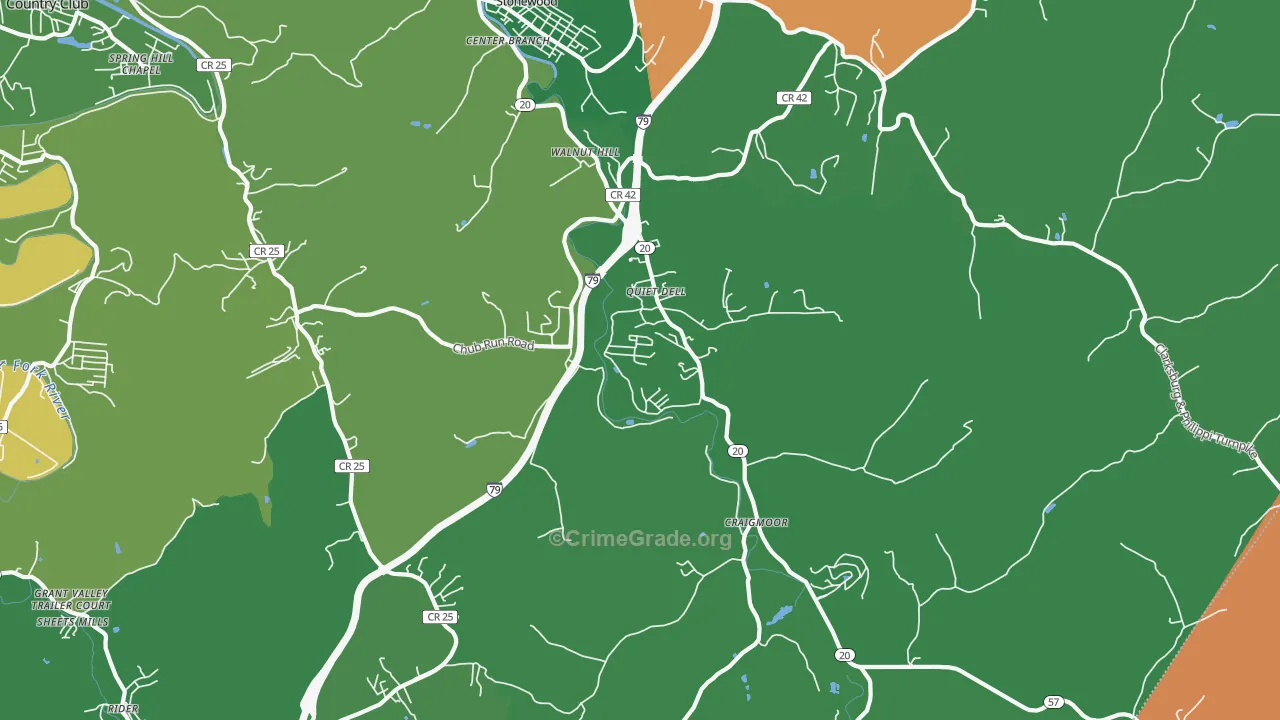 Mount Clare, WV Map of Vandalism Rates
