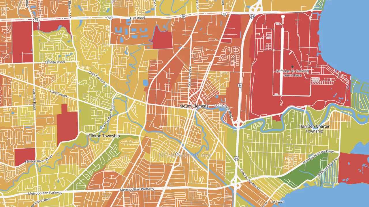 Mount Clemens, MI Map of Vandalism Rates