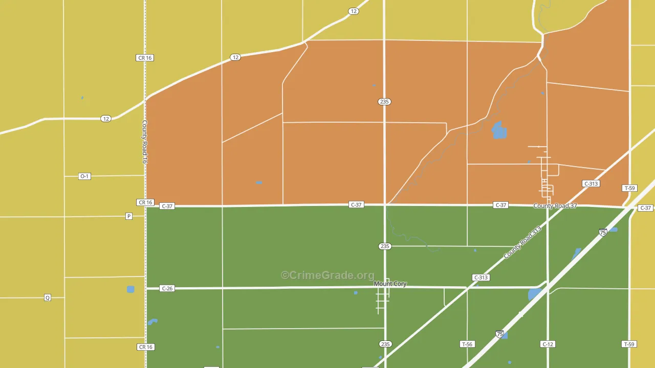 Mount Cory, OH Map of Vandalism Rates