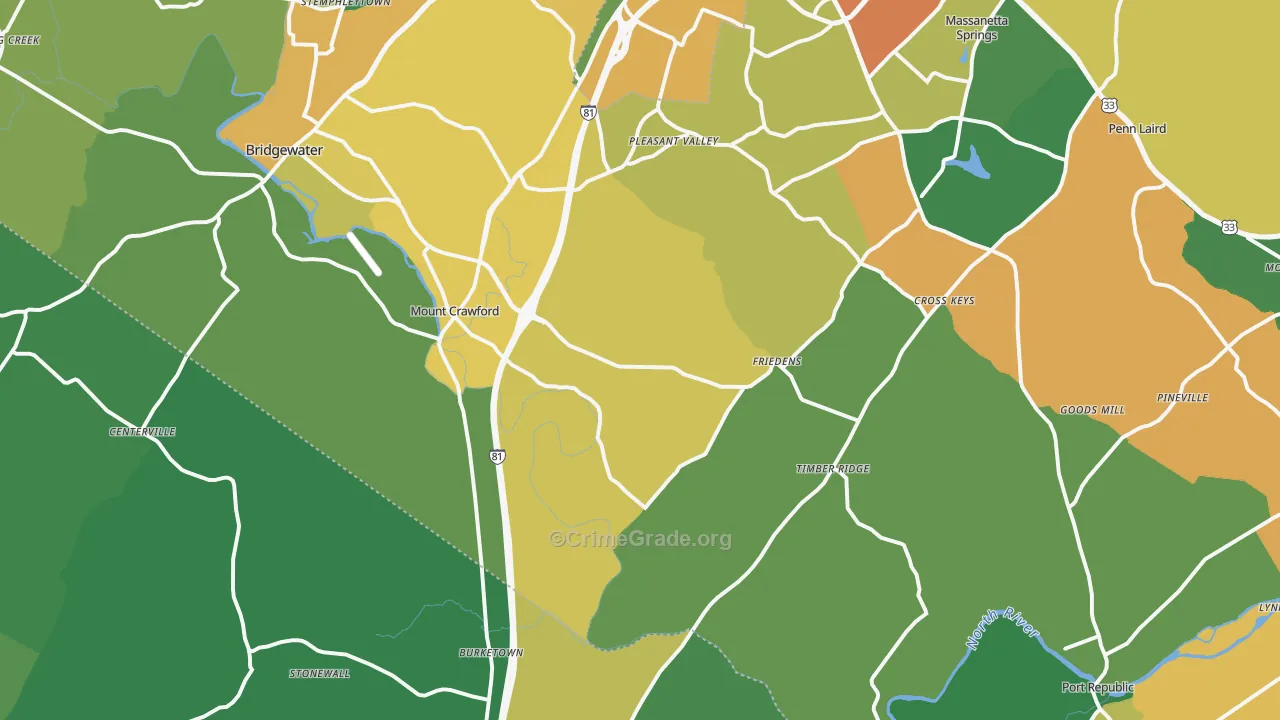 Mount Crawford, VA Map of Vandalism Rates