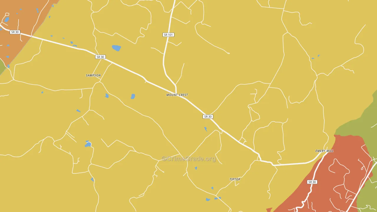 Mount Crest, TN Map of Vandalism Rates