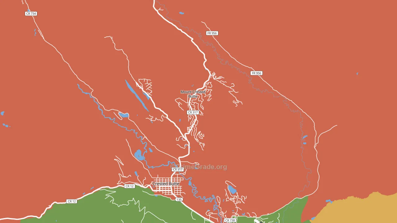 Mount Crested Butte, CO Map of Vandalism Rates