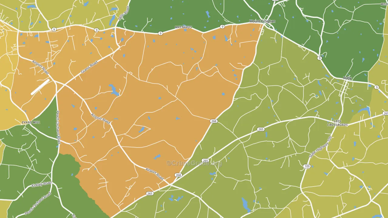 Mount Croghan, SC Map of Vandalism Rates