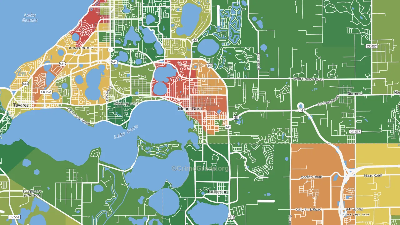 Mount Dora, FL Map of Vandalism Rates