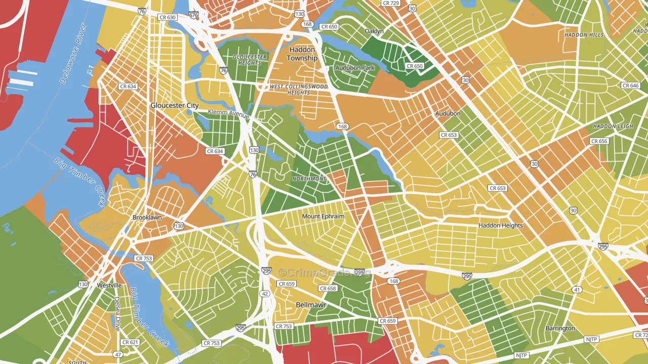 Mount Ephraim, NJ Map of Vandalism Rates