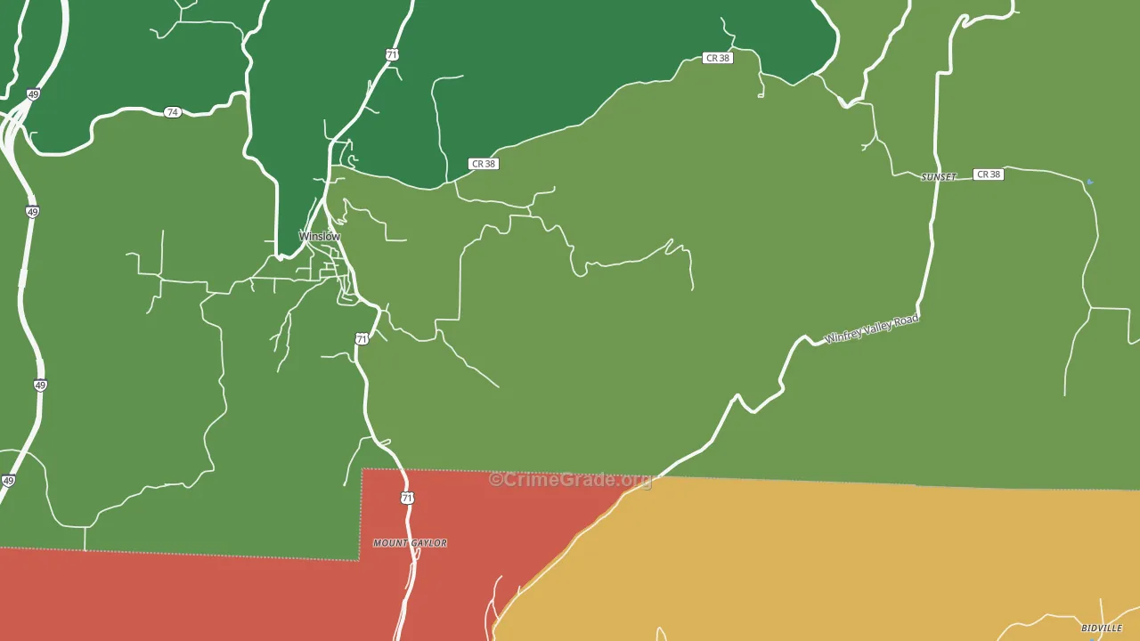 Mount Gaylor, AR Map of Vandalism Rates