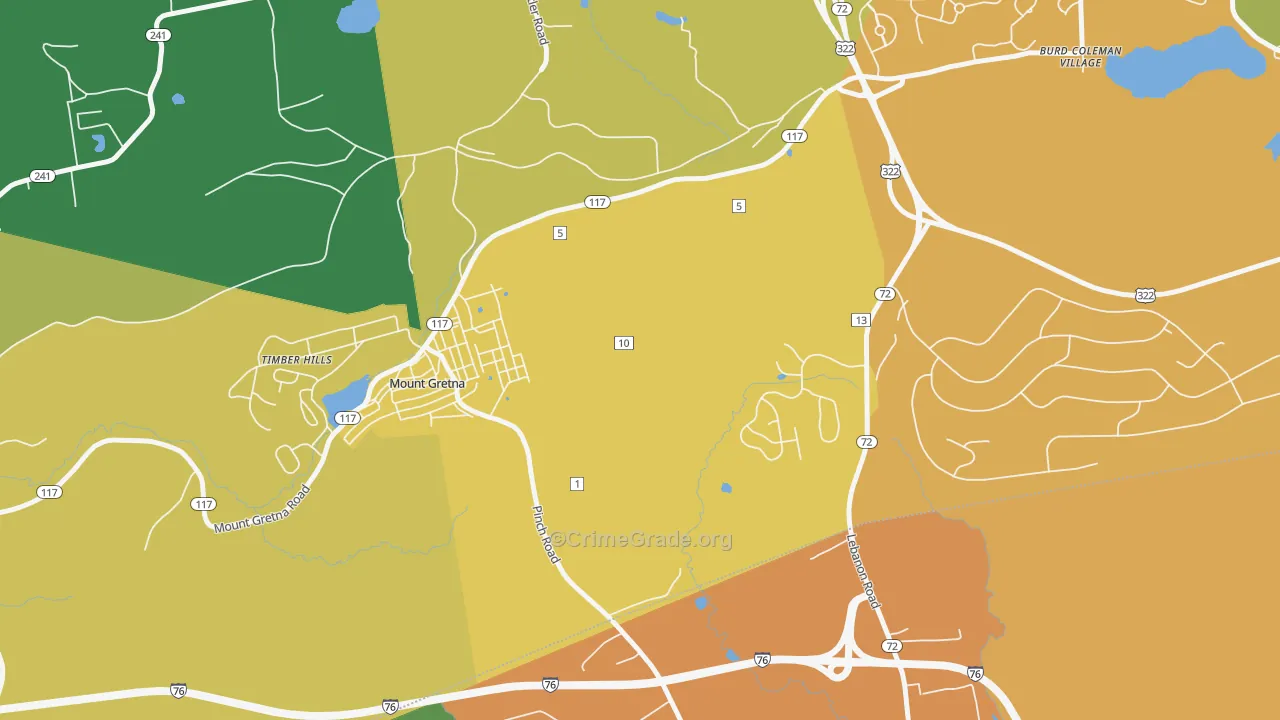 Mount Gretna Heights, PA Map of Vandalism Rates