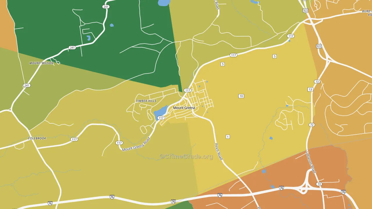 Mount Gretna, PA Map of Vandalism Rates