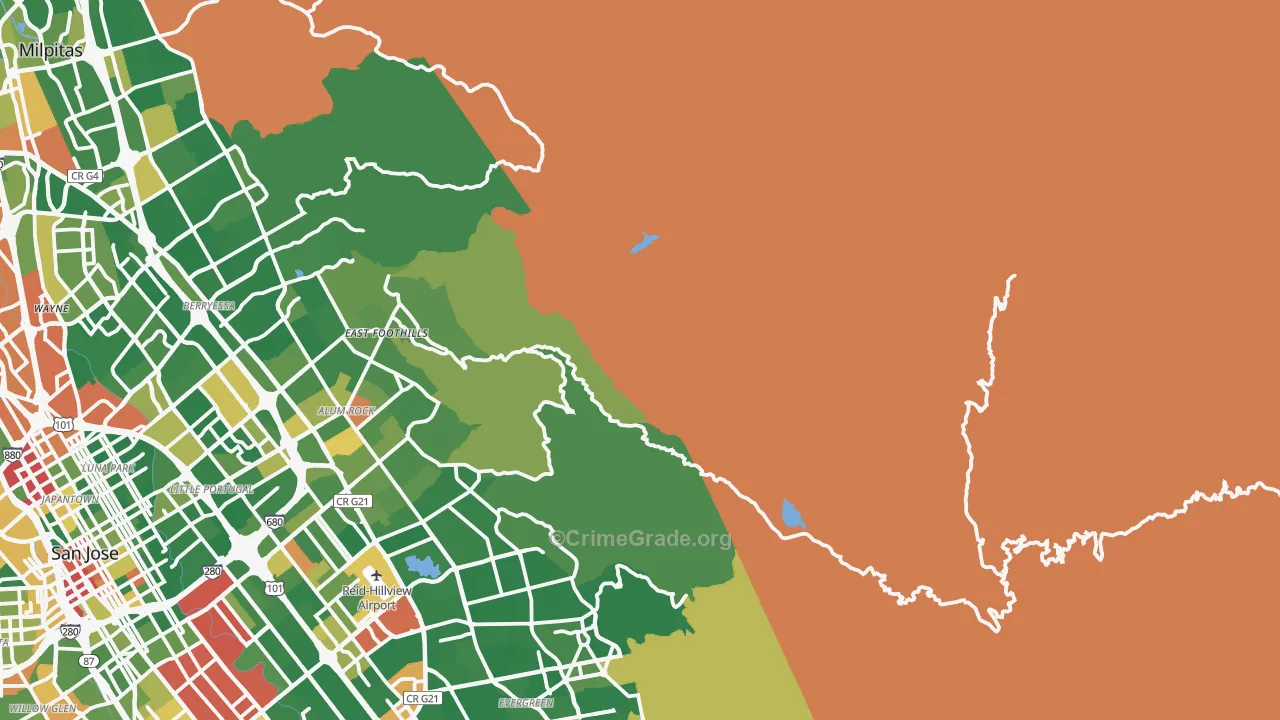 Mount Hamilton, CA Map of Vandalism Rates