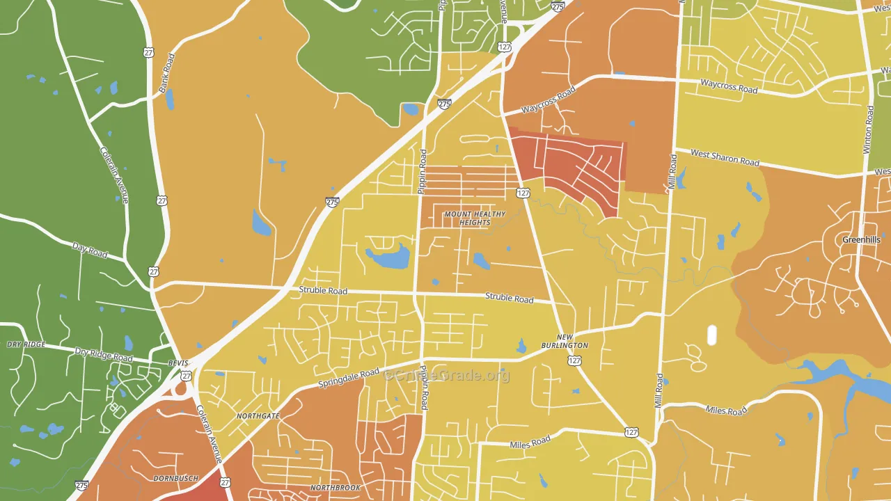 Mount Healthy Heights, Cincinnati, OH Map of Vandalism Rates