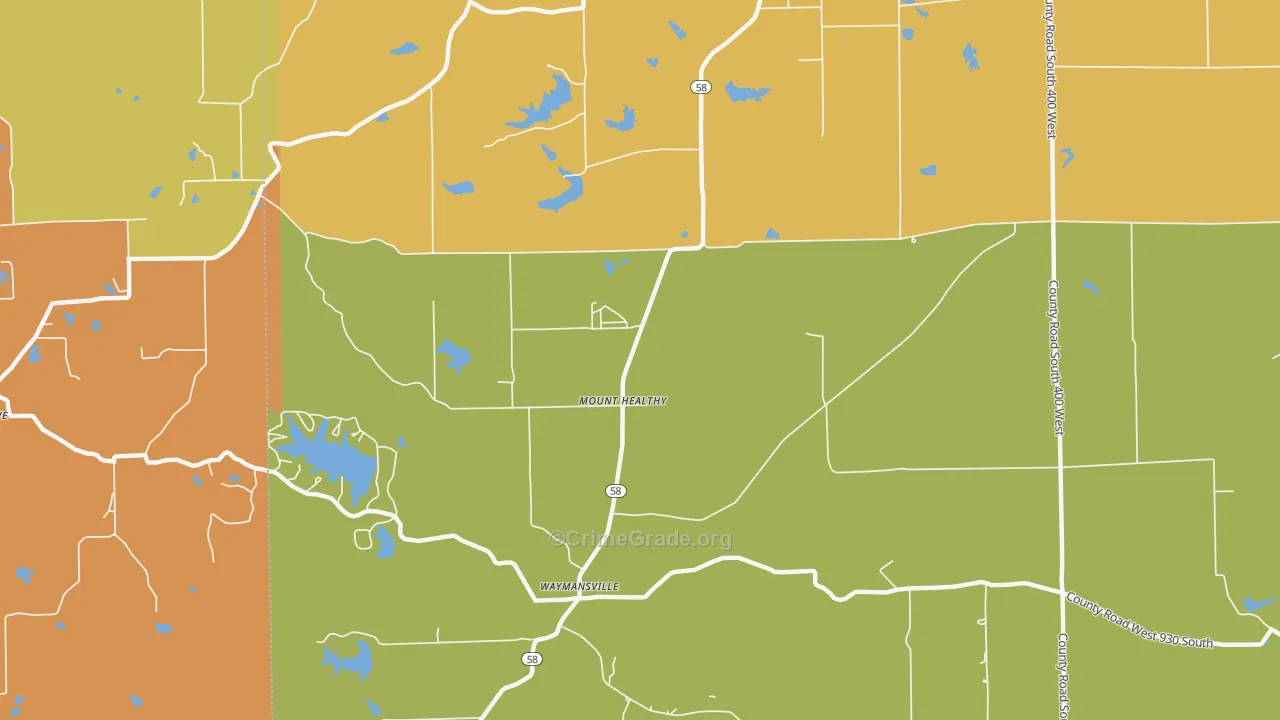 Mount Healthy, IN Map of Vandalism Rates